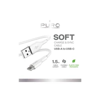 Puro Soft USB-A - USB-C kabelis 1.5m - baltas