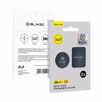 Blavec Metalo plokštelė magnetiniam laikikliui BM-01 komplektas iš 2 vnt. apvalios (40 mm) ir stačiakampės (40x58 mm) karboninė
