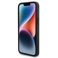 Ferrari dygsniuotas metalo logotipa dėklas iPhone 15 Pro Max – juodas