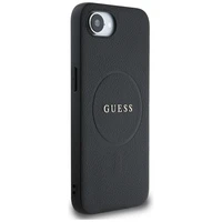 Guess PU Grained Classic Logo dėklas telefonui iPhone 16e su MagSafe - juodas