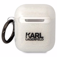 Karl Lagerfeld KLA2HNKCTGT Airpods 1/2 dėklas permatomas Blizgučiai Karl&Choupette