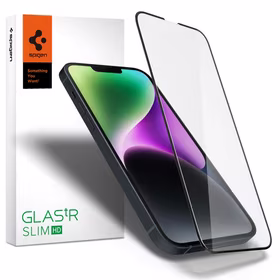 Spigen Glass FC grūdintas stiklas iPhone 13 / 13 Pro / 14 / 16e - juodas