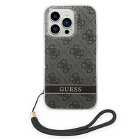 Guess GUOHCP14LH4STK iPhone 14 Pro 6.1 "juodas / juodas kietas dėklas 4G spauda Dirželis