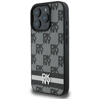 DKNY patikrinto rašto ir spausdintų dryžių dėklas telefonui iPhone 16 Pro Max - juodas