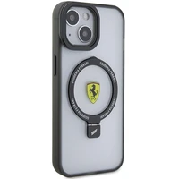 Ferrari FEHMP15SUSCAK iPhone 15 6.1" juodas/juodas kietas dėklas su žiediniu stovu 2023 kolekcija Magnetinis
