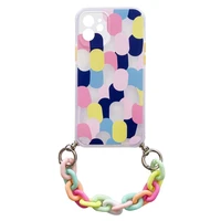 Color Chain Case gelinis lankstus elastingas dėklas su grandinėlės pakabuku iPhone 13 Pro Max įvairiaspalvis (1)