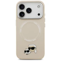 Karl Lagerfeld Karl & Choupette ženkliukų magnetinis dėklas telefonui iPhone 17 Pro Max - smėlinis