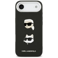 KARL LAGERFELD dėklas telefonui IPHONE 17 Air, suderinamas su magnetiniu MagSafe (KLHCP17MPSFDHPOK, FW Grained PU W/ K&C Heads Pins & Logo) juodas