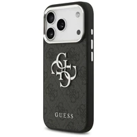 GUESS dėklas telefonui IPHONE 17 GUHCP17SP4G4SMCK (4G PU odos dėklas su dideliu 4G ir klasikiniu logotipu bei sidabriniu metaliniu kameros rėmeliu) juodas