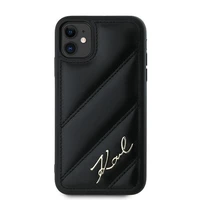 Karl Lagerfeld Diagonal Quilted Script dėklas telefonui iPhone 11 / Xr - juodas