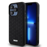 DKNY 3D Guminis dėklas su pasikartojančiu raštu iPhone 15 Pro - juodas