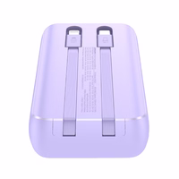 Joyroom JR-PBC06 mini išorinė baterija su įmontuotais USB-C / Lightning kabeliais 30W 10000mAh - violetinė