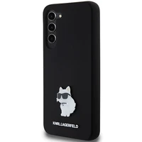 Karl Lagerfeld silikoninis Choupette metalinis ženkliukas dėklas telefonui Samsung Galaxy S24+ - juodas