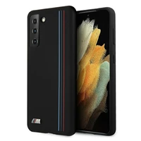 BMW Silikoninis Juostelės M Kolekcijos dėklas Samsung Galaxy S21+ - juodas