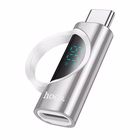 Adapteris USB-C į Lightning Hoco 3A 60W su skaitmenine indikacija UA32A sidabrinis