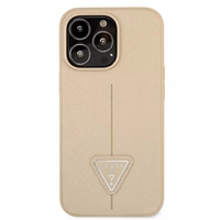 Guess GUHCP13LPSATLE iPhone 13 Pro / 13 6.1" smėlio spalvos kietasis dėklas SaffianoTriangle logotipas