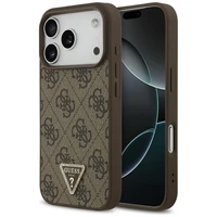Guess Odinis 4G Trikampio Strass Magnetinis dėklas telefonui iPhone 17 Pro - rudas