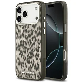 Karl Lagerfeld IML Leopardinio rašto Magnetinis dėklas telefonui iPhone 17 Pro Max - ruda