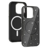 Magnetinis Itin Plonas Blizgus dėklas Iphone 14 Pro juoda