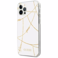 Guess Gold Chain Collection dėklas telefonui iPhone 12 Pro Max 6.7" - balta