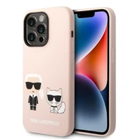 Karl Lagerfeld KLHMP14LSSKCI iPhone 14 Pro 6.1 "kietasis dėklas šviesiai rožinis / šviesiai rožinis silikoninis Karl & Choupette MagSafe