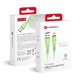 FORCELL F-ENERGY C343 kabelis USB A į Lightning 2,4A 12W Silicone 1 m žalias