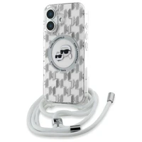 Karl Lagerfeld IML per petį monograminis Karl ir Choupette galvos MagSafe iPhone 16 dėklas - skaidrus