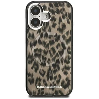 Karl Lagerfeld IML leopardinis raštas magnetinis dėklas iPhone 16 - rudas