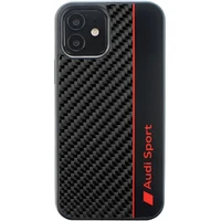 Audi Anglies pluošto juostelė iPhone 12/12 Pro 6.1" juodas/juodas kietas dėklas AUS-TPUPCIP12P-R8/D1-BK
