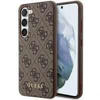 Guess 4G Metal Gold Logo dėklas telefonui Samsung Galaxy S24+ - rudas