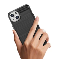 Lankstus anglies rašto dėklas telefonui iPhone 15 Plus Carbon Case - mėlynas