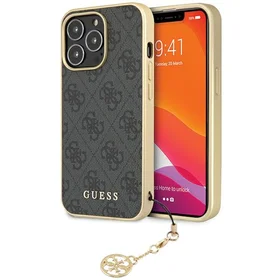 Guess 4G Charms Collection dėklas iPhone 14 Pro - pilkas