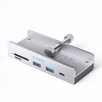 "Orico MH5PC" USB-C / 2x USB-A 3.2 + 1x USB-C 3.2 + 1x SD&TF - sidabrinės spalvos