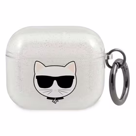 Karl Lagerfeld Glitter Choupette AirPods dėklas 3 - sidabrinis
