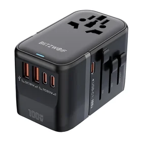 Blitzwolf BW-TA2 5-in-1 kelionių adapteris 2xUSB PD + 2xC QC + C GaN 100W