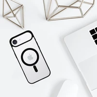 Akrilinis spalvotas magnetinis dėklas telefonui Iphone 17 Air juodas