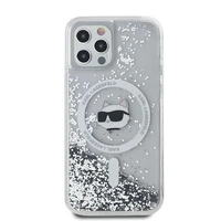 Karl Lagerfeld Skystas Blizgučiai Choupette galvos MagSafe dėklas iPhone 12 / 12 Pro - permatomas