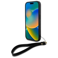 DKNY Wrist Strap Stock Logo dėklas telefonui iPhone 16 - juodas