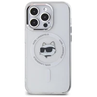 Karl Lagerfeld IML Metalinė Choupette galva MagSafe dėklas iPhone 14 Pro - baltas