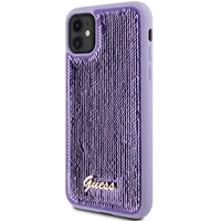 Guess Sequin Script Metal dėklas telefonui iPhone 11 / Xr - violetinis