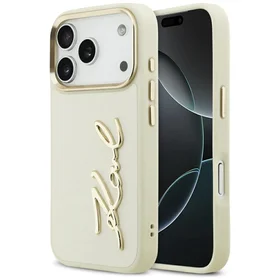 "Karl Lagerfeld Karl Script Logo iPhone 17 Pro" dėklas - smėlio spalvos