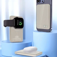 Blavec Išorinė baterija 5000mAh BJ-04 Itin Plona 7,8mm - Type C - 22,5W magnetinė Magsafe 3 in 1 (PBBJ04-MC5GD) auksinė stiklas