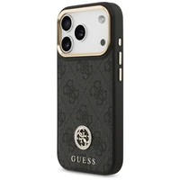 Guess 4G Strass Logo & Big Strap Metal Buttons Magnetinis dėklas telefonui iPhone 17 Pro - juodas