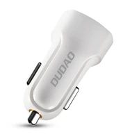 Dudao automobilinis komplektas įkroviklis 2x USB 2.4A + kabelis USB 3in1 Lightning / Type C / micro USB kabelis baltas (R7 baltas)