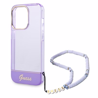 Dėklas telefonui Guess GUHCP14LHGCOHU iPhone 14 Pro 6.1 violetinis perlamutrinis dirželis