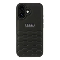 Audi Sintetinės odos iPhone 16 6.1" juodas/juodas kietas dėklas AU-TPUPCIP16-GT/D2-BK