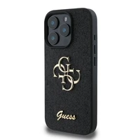 Guess Fixed Glitter Big 4G dėklas telefonui iPhone 16 Pro - juodas