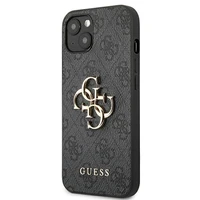 Guess GUHCP13M4GMGGR iPhone 13 / 14 / 15 6.1" pilkas/pilkas kietas dėklas 4G Didelis Metalinis Logotipas