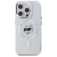 Karl Lagerfeld IML Metalinė Choupette galva MagSafe dėklas iPhone 15 Pro - baltas