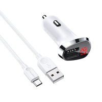 Borofone automobilinis įkroviklis BZ15 Auspicious - 2xUSB - 2,4A su USB to MicroUSB kabeliu baltas